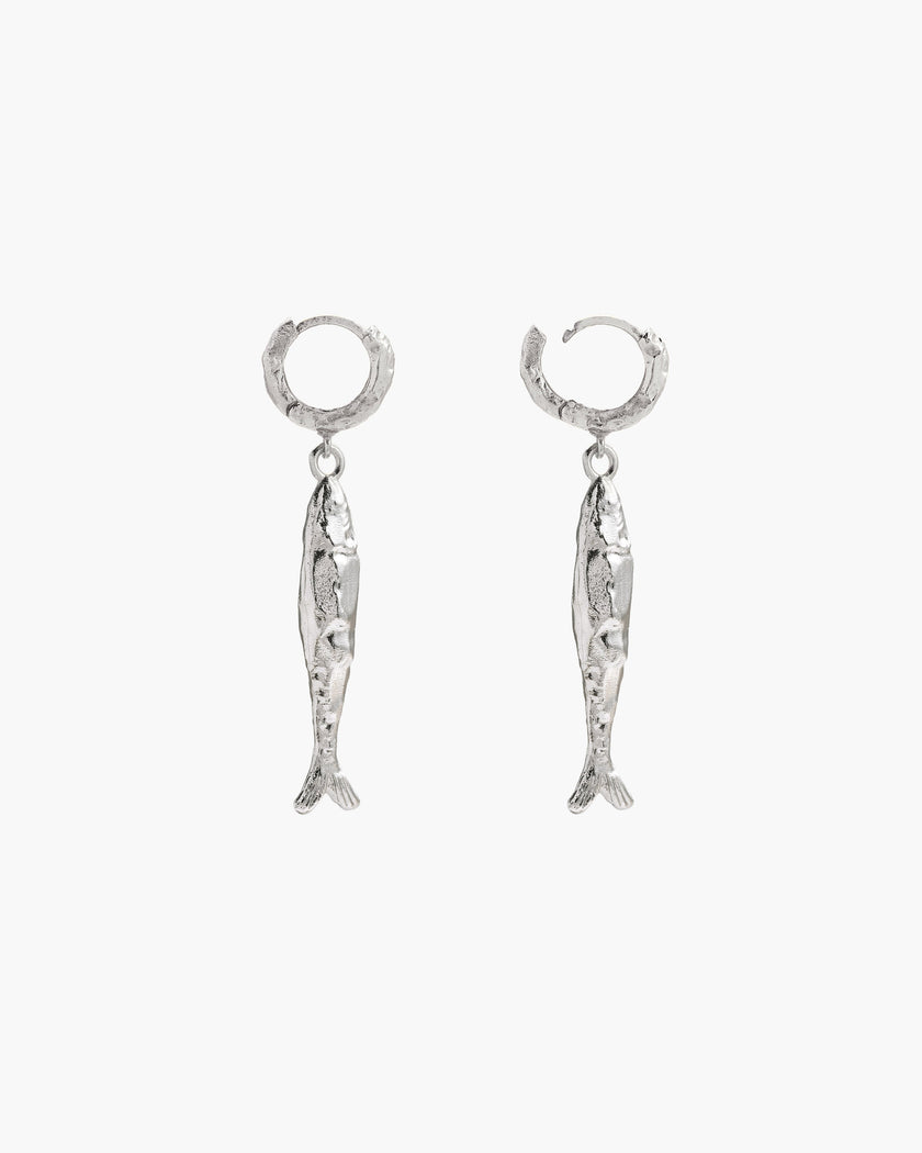 Silver Anchovy Earrings