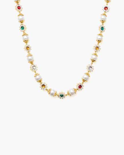 Daisy Pearl Necklace in Silver