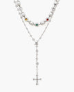 Daisy Pearl Necklace in Silver