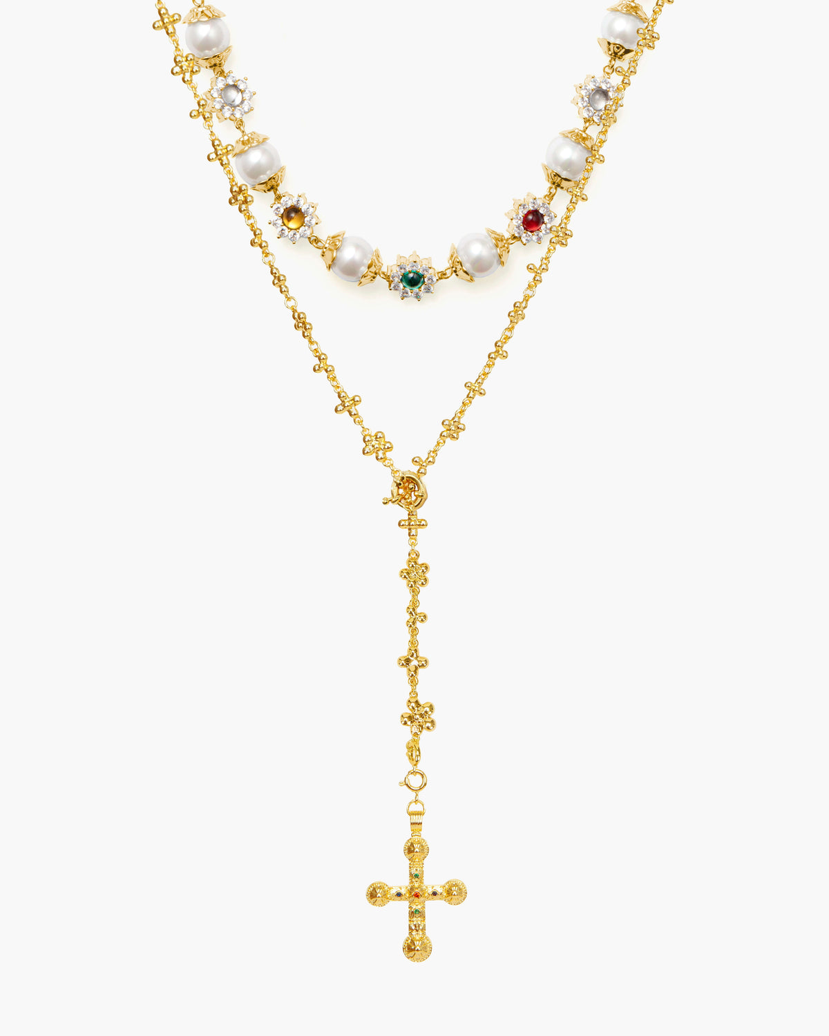 Daisy Pearl Necklace in Silver