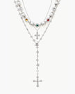 Daisy Pearl Necklace in Silver