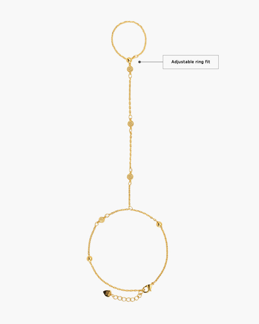 Golden Hojas Coin Hand Chain Bracelet