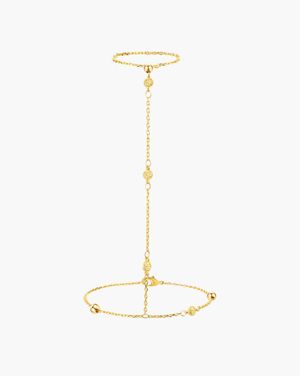 Golden Hojas Coin Hand Chain Bracelet