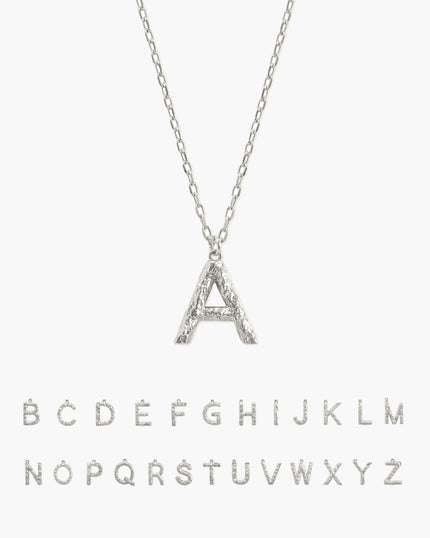 Textured Initial Letter Necklace
