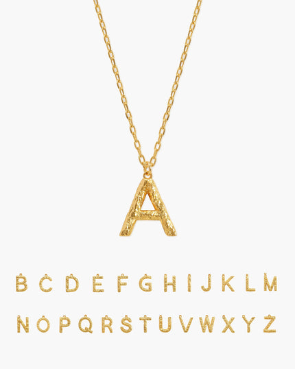 Textured Initial Letter Necklace