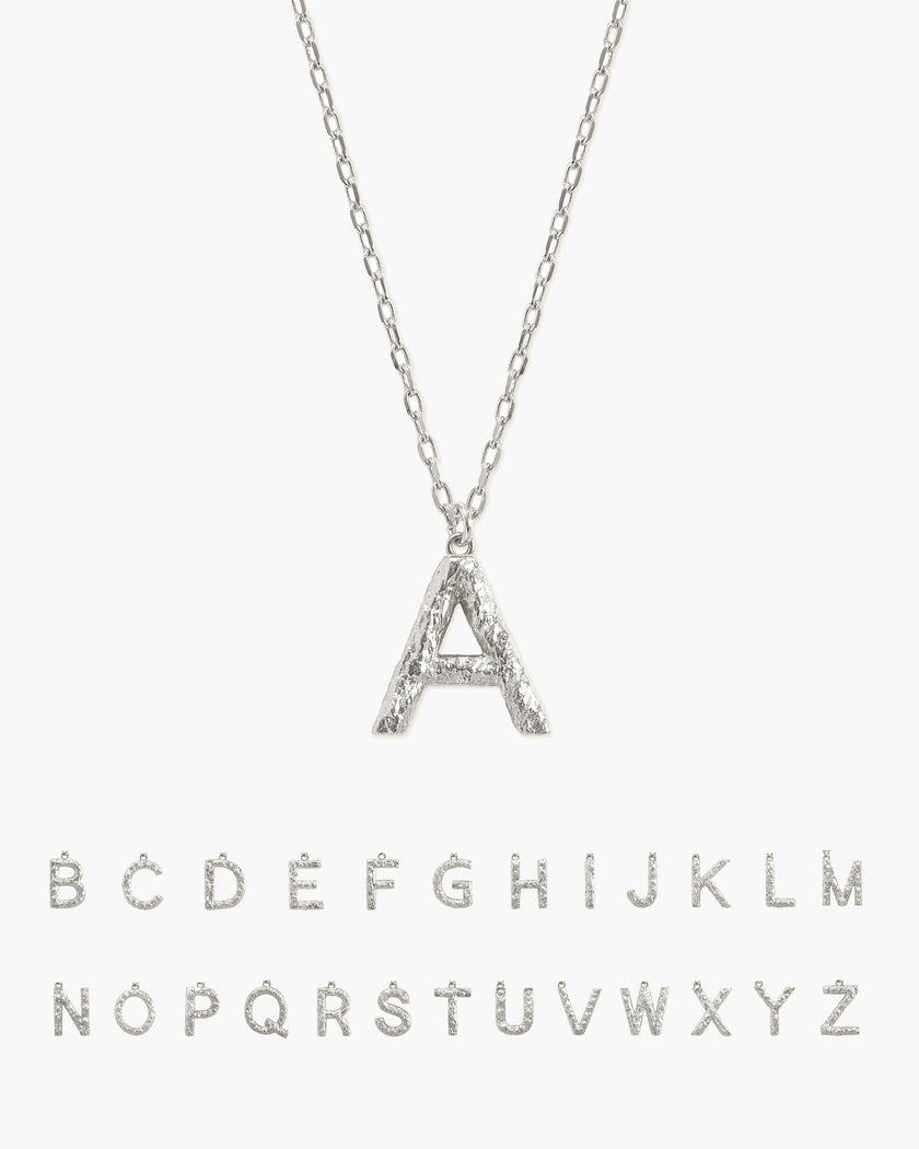 Textured Initial Letter Necklace